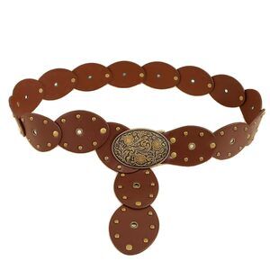 1674 Western Belts For Women Vintage Disc Waist Belts Concho Leather Belts